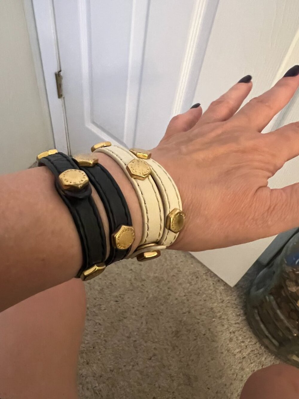 double‑wrap leather stud bracelets Marc by Marc Jacobs